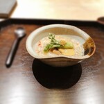 御料理 ふじ田 - 先付（蓮根餅、タラの芽、蟹味噌、ズワイガニあん）