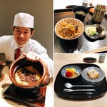 御料理 ふじ田 - ご飯：鰻の土鍋ご飯、水菓子：台湾マンゴー、いちご、ゴールデンキウイ、葛餅