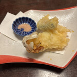 氷雪の門 - たらば蟹天ぷら、かぼちゃ天ぷら 