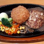 Suteki Miya - 自家製ハンバーグ&メンチカツ(1,190円也) こちらもフルセットで！