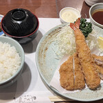 岐阜とんかつや - MIX定食エビフライ＋豚一口かつ1000円