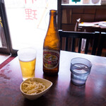 酔来軒 - 瓶ビール550円、この日は暑かったからめっちゃ美味かった〜