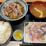 ゆず - 鯵の刺身と肉豆腐 定食