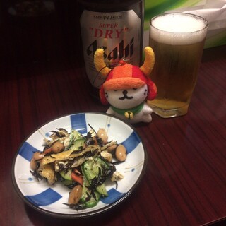 居酒屋&らーめん 仙鳥 - お通しとビール