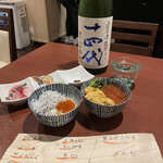 酒肴場 屯 - 海鮮丼¥500、生うにいくら丼¥700、田酒¥500、十四代¥800