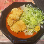 たいら食堂 - 鳥天ぷら(からし醤油でどうぞ