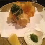 酒盃 - 百合根とエビのかき揚げ