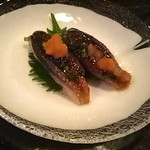 酒盃 - コース以外の単品注文　〆鯖炙り焼　2貫400円