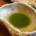 比良山荘 - 鮎の塩焼きのつけ酢?? です