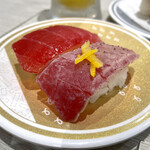 はま寿司 - 料理写真:＊天然まぐろ炙り中とろ（¥165）
＊天然まぐろ中とろ（¥165）