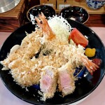 とんかつ 蒼樹 - 蒼樹ランチセット、天使の海老に変更＋大山ささみかつ