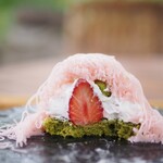 TERA CAFE SHIEN ZOJOJI - 桜と苺のモンブラン(断面)