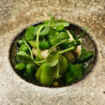 communico - ひのひかり　サフランライス
      そら豆　スナップエンドウ
      穴子　生ハムのコンソメ