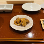天ぷら ふく西 - たら白子 たまり醤油漬け蒸し炙り