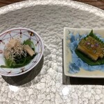 日本料理 とくを - おひたし、煮凝り