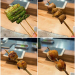 焼鳥 空 - 稲垣名古屋コーチン10本コース 7000円
                                栃木県大田原市の減農薬 天空のアスパラ
                                特上肝
                                ボンジリと行者にんにく巻き
                                むね