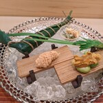 Nori Hide - 八寸　粽の中はスペシャリテの胡麻豆腐でした