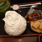 甘党まえだ - 別の日の プチかき氷セット950円✨グリーンティーと。かき氷はミルククリーム♡