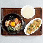 Lunch set of pancake and stone-grilled bibimbap (pancake/soup included)