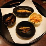 Izakaya Kirakutei - モロコ南蛮漬・イサザ佃煮・コアユ佃煮・えび豆