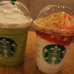 スターバックス・コーヒー - 抹茶クリームフラペチーノ　470円とストロベリー チーズケーキ　590円