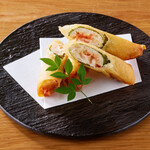 Free range chicken fillet mentaiko spring rolls