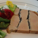 ラマージュ - フォアグラの軽いスモークとエリンギ茸のマーブル仕立て