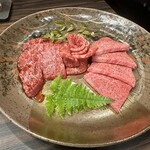 Yakiniku Hakushu Kassai - 鹿児島牛ハネシタ　鹿児島牛イチボ 　飛騨牛ハラミ