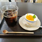 Fakutori Kafe Kousen - アイスコーヒー、特製プリン