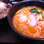 たれ香 - 赤うどん＋蒸豚丼