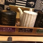 Oyogi Kawahagi To Kammuri Jidori Isorokuya - お醤油は臼杵と日田のが2種類あります