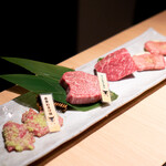 にく稲 - 塩肉盛り合わせ　牛タンと雪むろ芳醇和牛希少部位の四種盛り合わせ