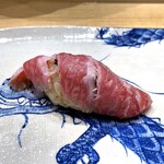 鮨旬美西川 - ⑦本鮪とろ炙り（塩昆布と酢橘）