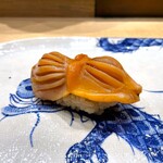 sushishumbinishikawa - ④赤貝（ひもと海苔挟み）