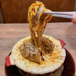 Musashi Kosugi Ga-Den Fa-Mu - 溶岩チーズハンバーグミートパスタ。美味し。