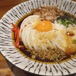 鶴うどん - 山かけ(かけつゆ、薬味投入)