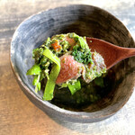 レヴォ - ④月ノ輪熊
      ・月ノ輪熊、赤身、山菜、トマトテップ、はちみつ