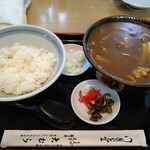 大むら - カレー南蛮蕎麦 750円 半ライス 150円