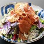 Kaga vegetable salad with japonica and vegetable chips