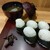 めいふつ天むすの千寿 - 料理写真:天むす(五個)、お味噌汁(アオサ)