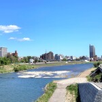中華そば志のぶ支店 - 店舗至近の広瀬川