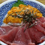 マルトマ食堂 - バフン生ウニとマグロの2色丼　１５００円