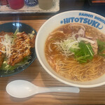 Ramen Shokudou Hitotsuki - コンボ丼+麺セット　1100円　からあげ+チャーシュー あっさり豚骨醤油味！