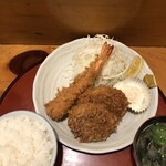 うなぎ とんかつ 濱亀 - エビ・ヒレミックス定食1,250円
