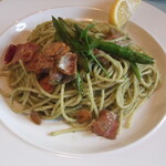 オリーブ キッチン - スウィートバジルのペペロンチーノとグリーンアスパラ