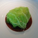 レストランひらまつ 広尾 - 13年8月昼 鴨フォアグラのキャベツ包み　トリュフのジューソース