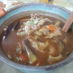 玉蘭 - カレーつけ麺のつけだれのアップです。