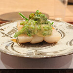 すし処 ひさ田 - ◆ホタテとスティックセニョールの辛子酢味噌掛け