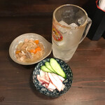 大衆酒場ラクダ - 大衆酒場ラクダ 宮下銀座本店 ゴールデン酎ハイ \275 もつ煮 \220 いかの甘酢〆 \220