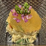 料理屋 植むら - 先付け
      毛蟹　汲み上げ湯葉　セリ　酢の煮こごり